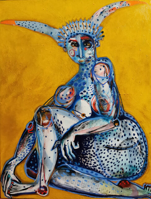 Nu jaune 110x90 huile sur toile 2022
